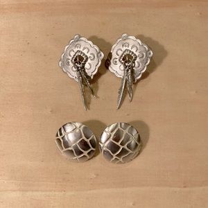 Two pairs of vintage silver tone pierced earrings